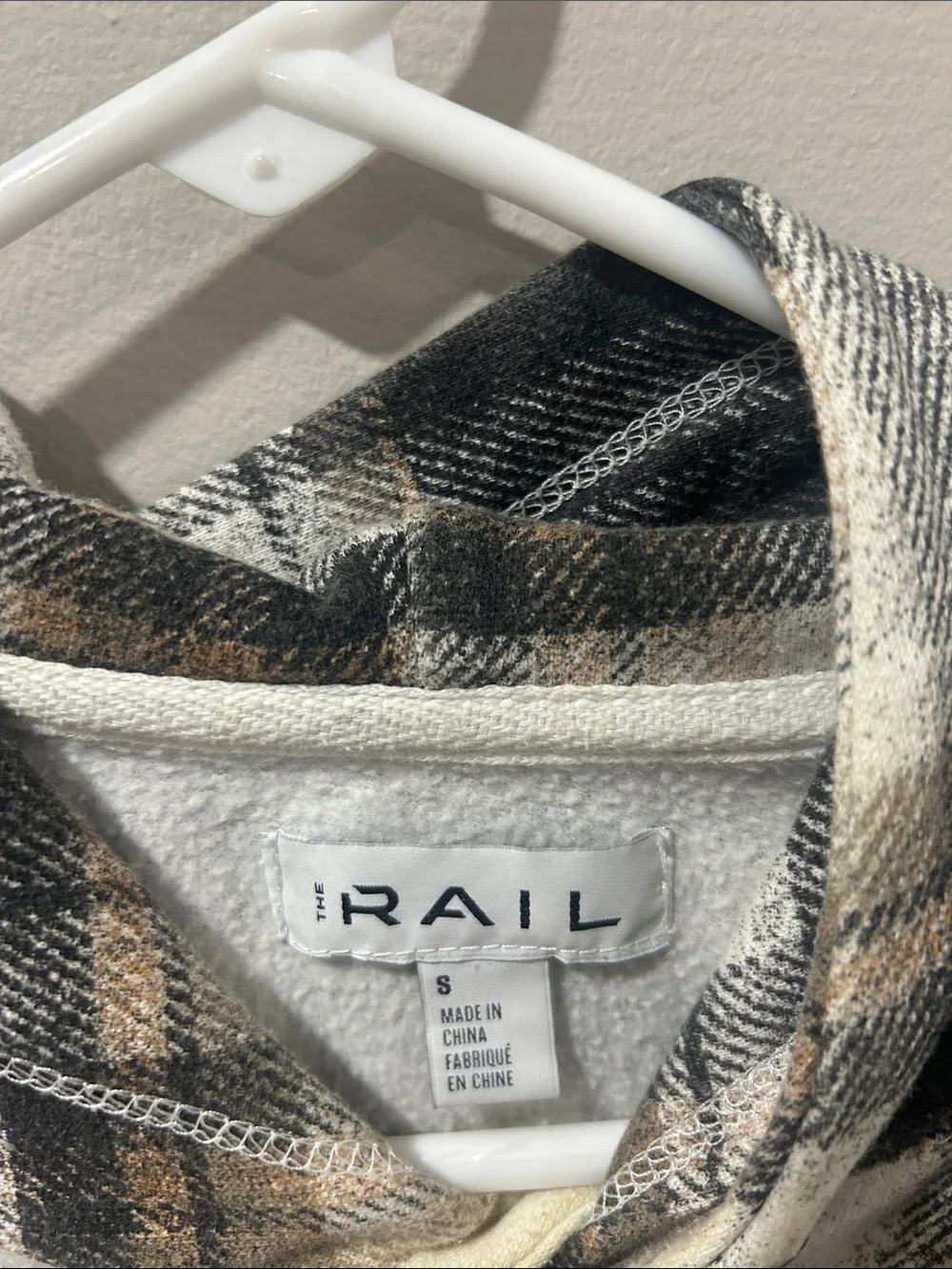 The Rail Plaid Crewneck Hoodie - Black, White & Brown